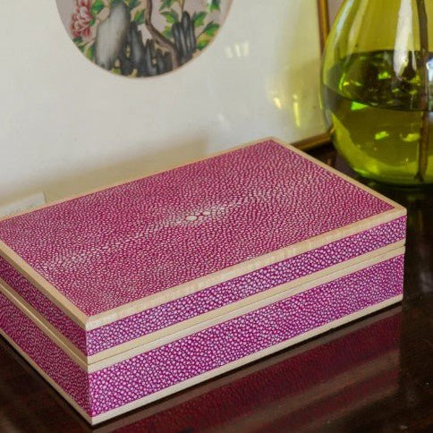 Faux Shagreen Treasure Box in Teal from Inside Living Singapore, additional angle.