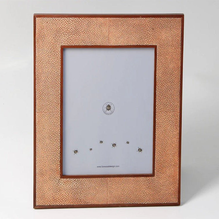 Faux Shagreen Classic Photo Frame Coral from Inside Living Singapore, detail view.