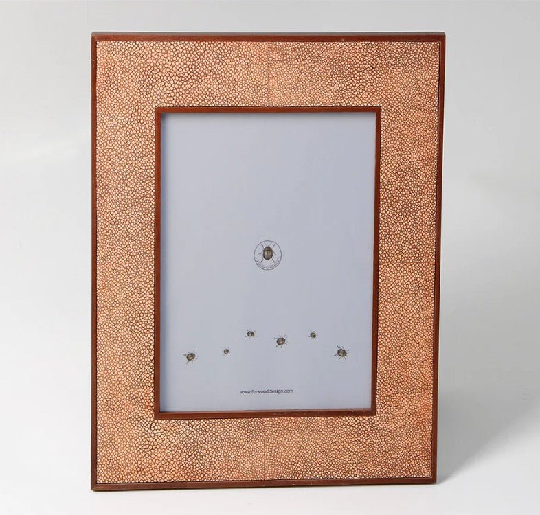 Faux Shagreen Classic Photo Frame Coral from Inside Living Singapore, detail view.