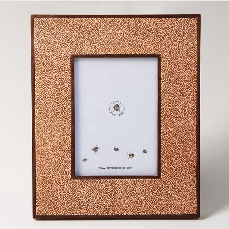 Faux Shagreen Classic Photo Frame Coral from Inside Living Singapore, alternate angle.