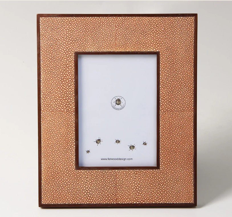 Faux Shagreen Classic Photo Frame Coral from Inside Living Singapore, alternate angle.