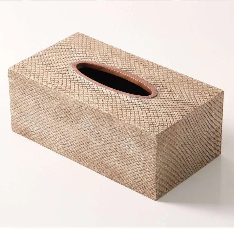 Tissue Box Cover Boa Antique Silver from Inside Living Singapore, detail view.