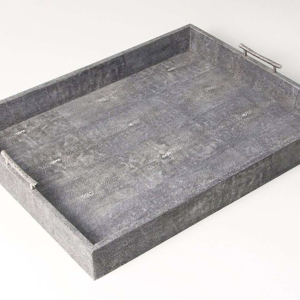 Faux Shagreen Rectangular Serving Tray Charcoal, alternative angle - buy homeware, tableware and interior accessories at
