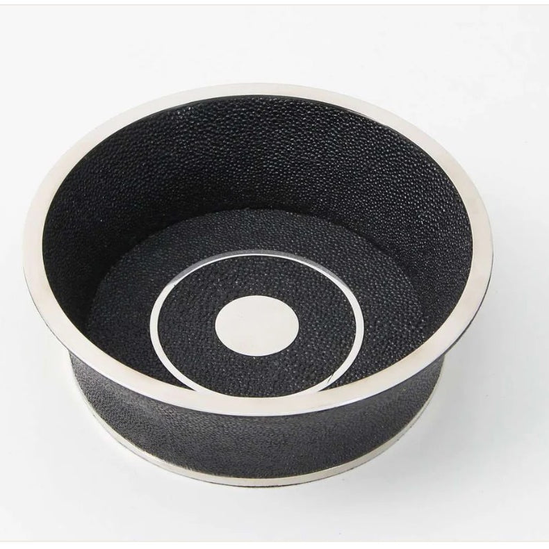 Faux Shagreen Wine Coaster Black from Inside Living Singapore, detail view.