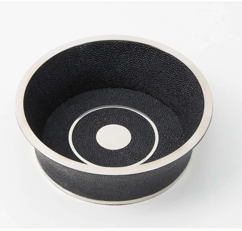 Faux Shagreen Wine Coaster Black from Inside Living Singapore, detail view.