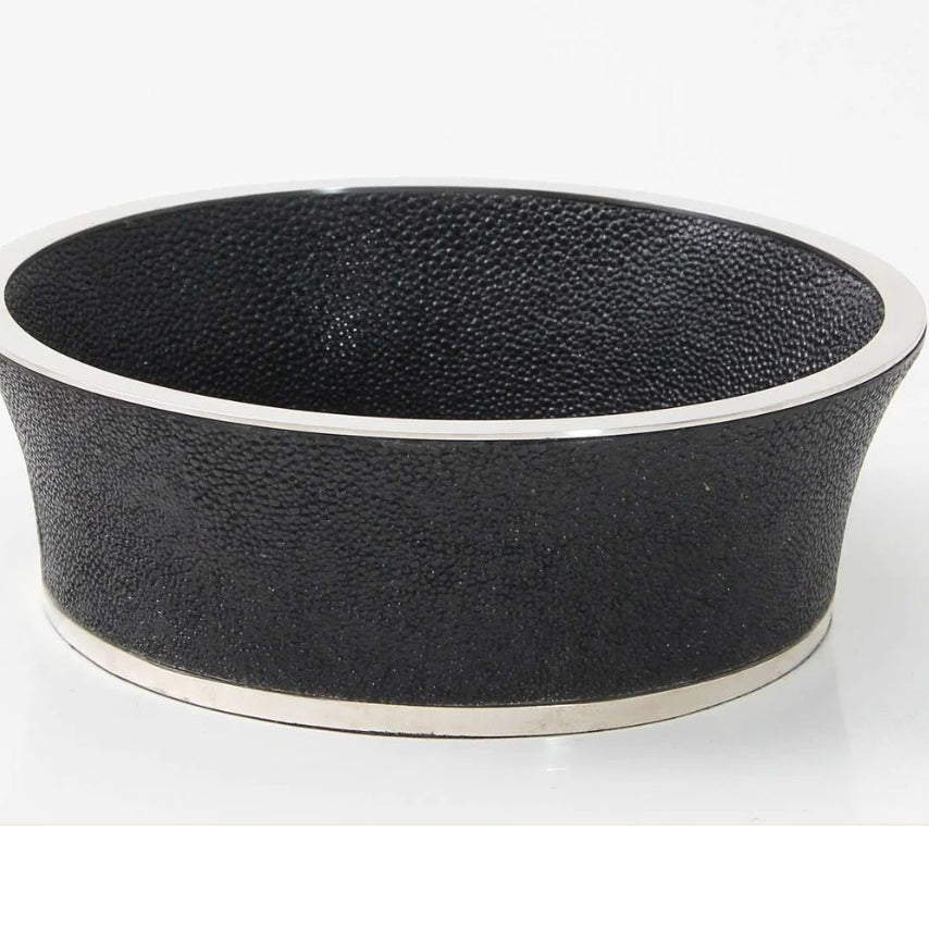 Faux Shagreen Wine Coaster Black from Inside Living Singapore, alternate angle.