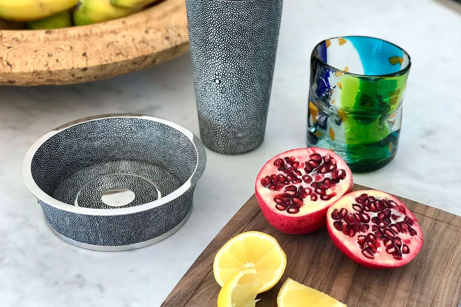 Faux Shagreen Wine Coaster Charcoal, detail view - buy homeware, tableware and interior accessories at Inside Living