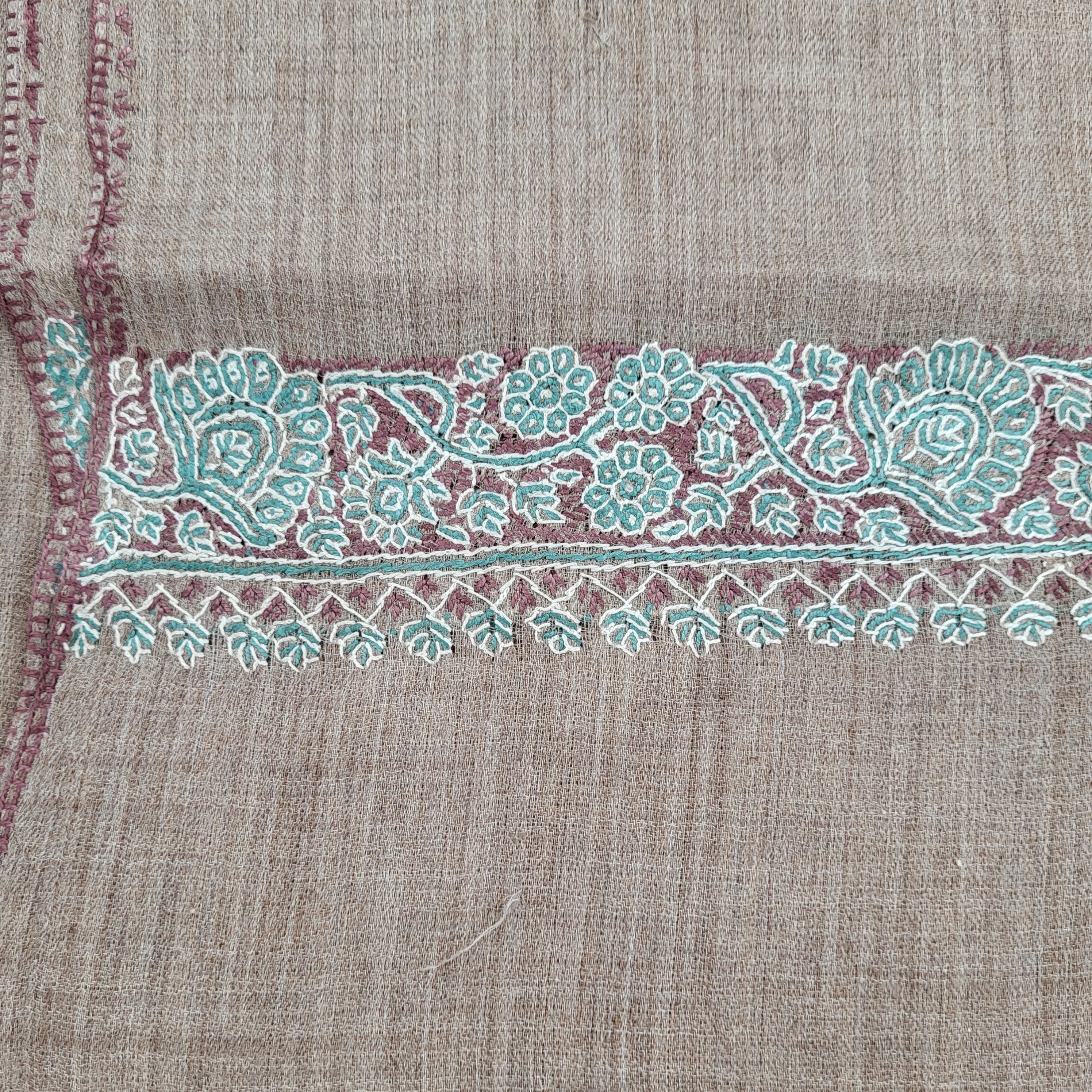 Pashmina with Hand Embroidered Border, side view, from the Inside Living Singapore homeware collection.