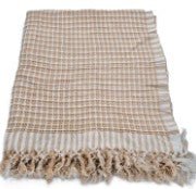 Handwoven waffle towel with fringe, 80 x 172cm, 100% cotton and machine washable, made in India.