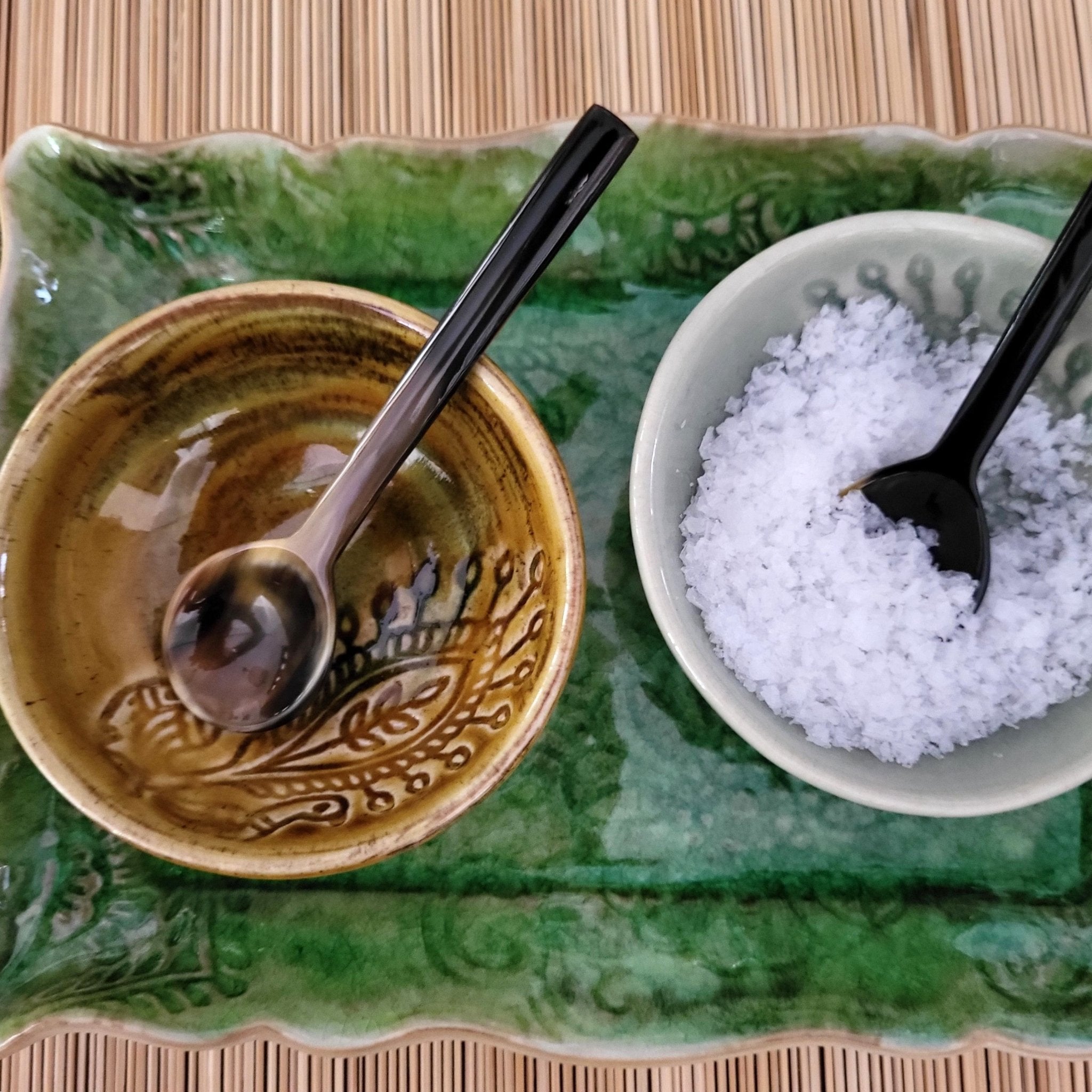 Horn Sauce Spoon: horn serving spoon for the table, from Inside Living Singapore. Detail of the design.