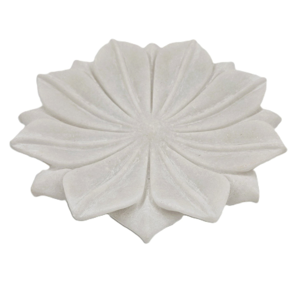 Shallow white marble flower dish, small size 23 cm wide and 4 cm high, also made in a 38 cm large size