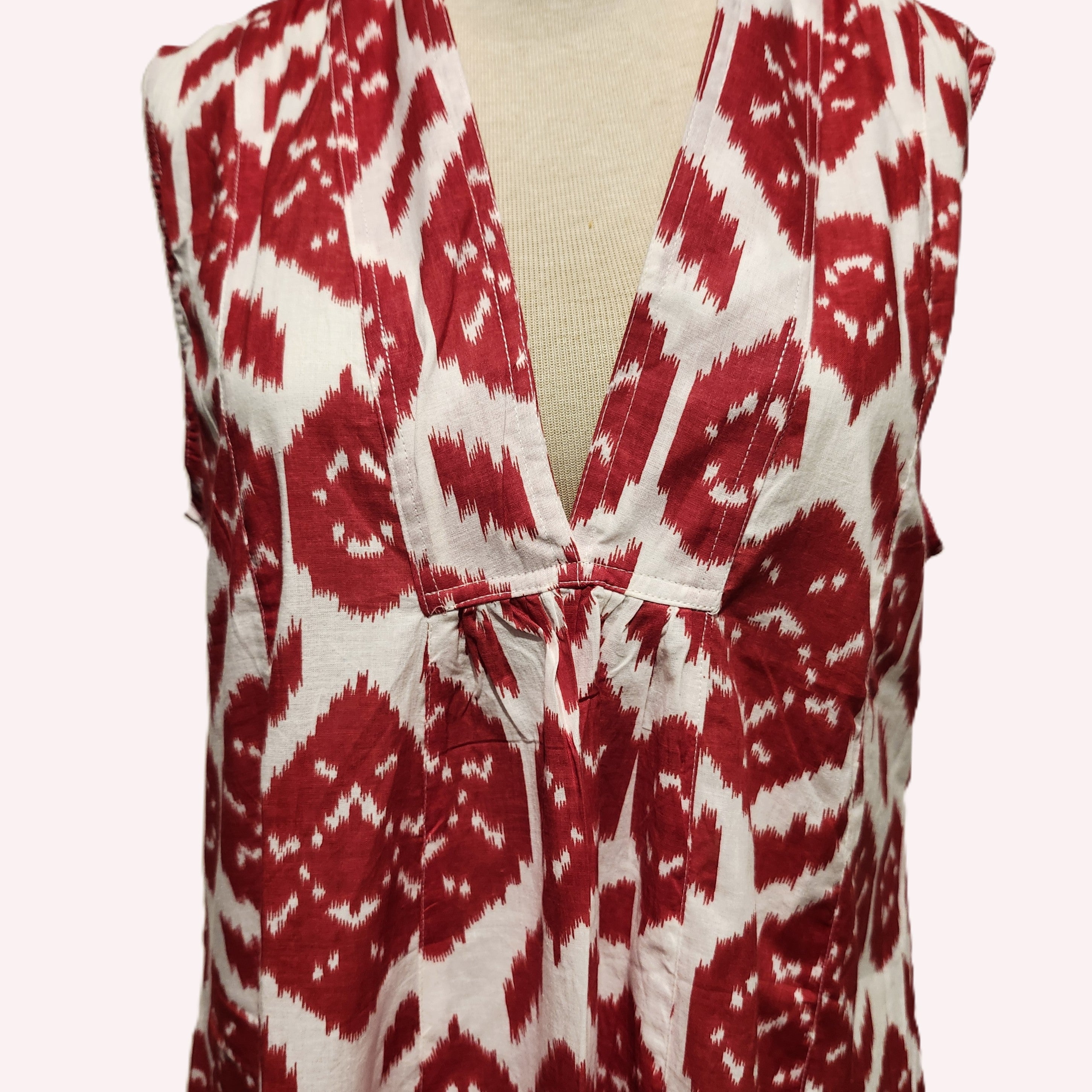 Block print cotton 'May' dress in ikat pattern, handmade lightweight summer dress, alternative view