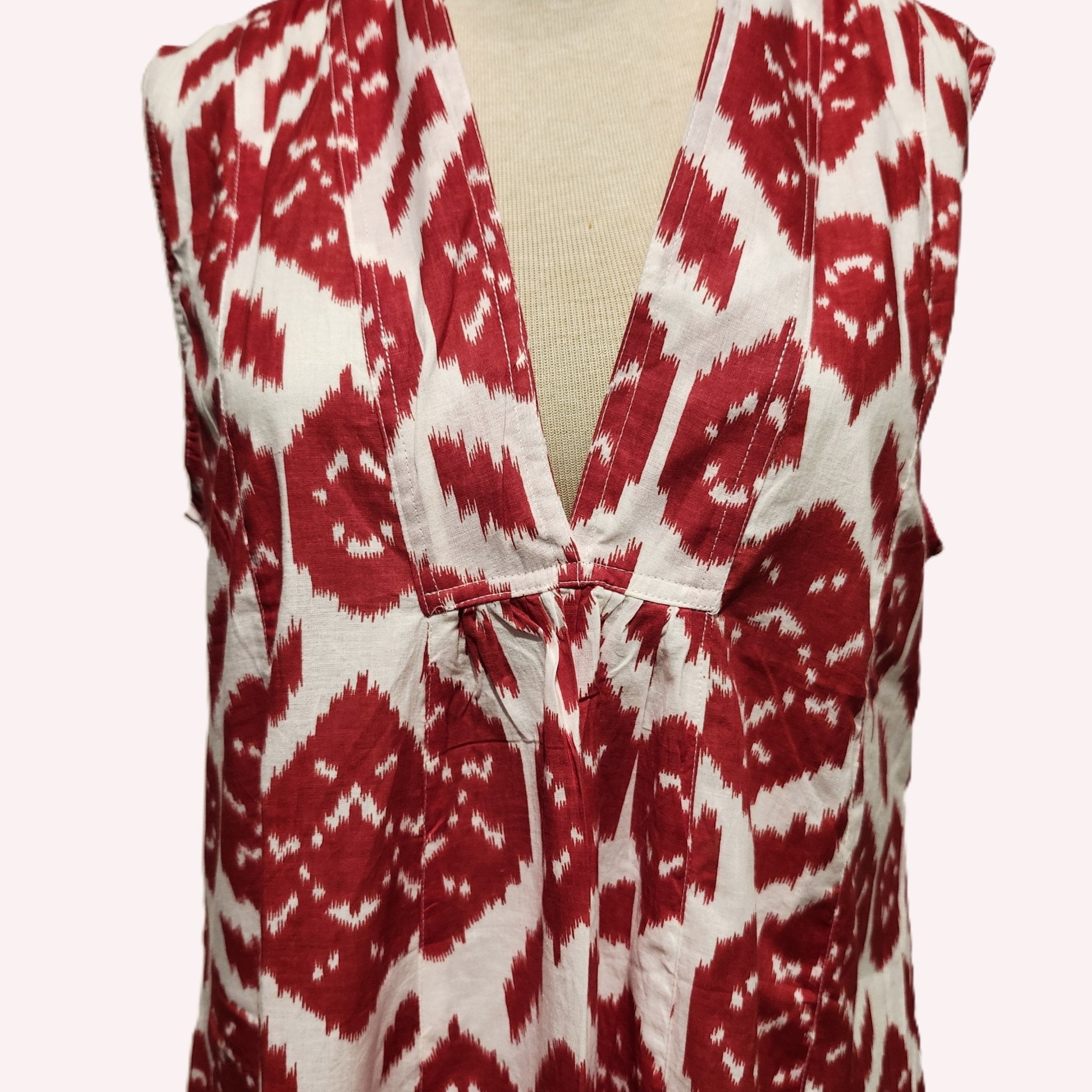 Block print cotton 'May' dress in ikat pattern, handmade lightweight summer dress, alternative view