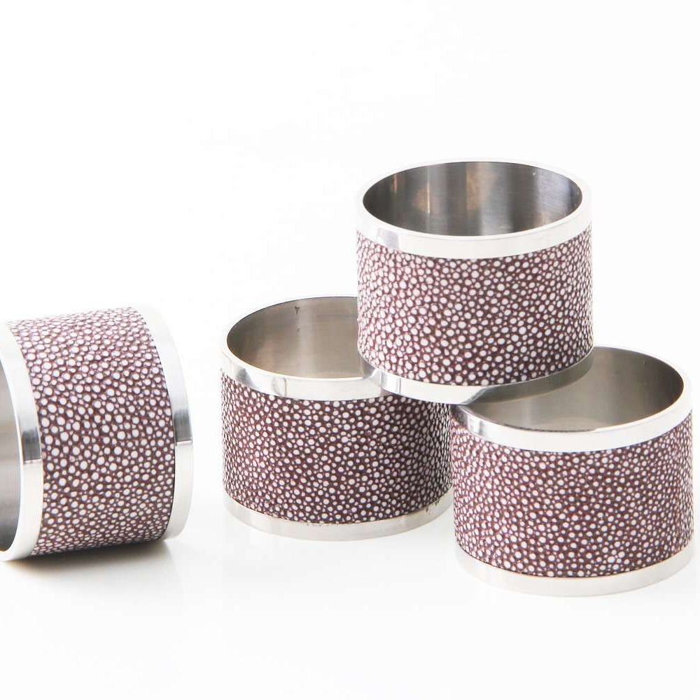 Faux Shagreen Napkin Rings Set of 4 Mulberry, detail view - buy homeware, tableware and interior accessories at Inside