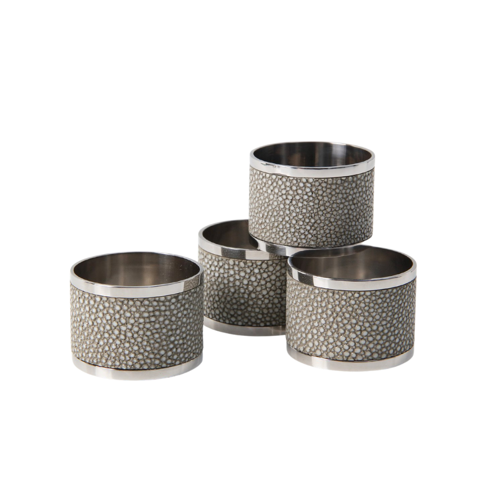 Faux Shagreen Napkin Rings Set of 4 Barley from Inside Living Singapore, detail view.