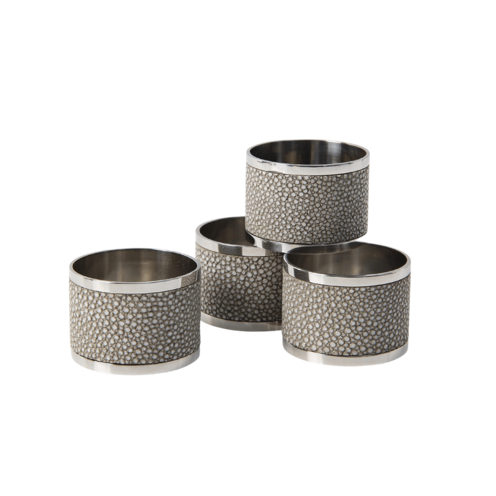 Faux Shagreen Napkin Rings Set of 4 Barley from Inside Living Singapore, detail view.