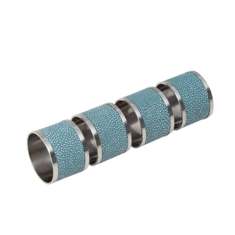 Faux Shagreen Napkin Rings Set of 4 Teal, alternative angle - buy homeware, tableware and interior accessories at Inside