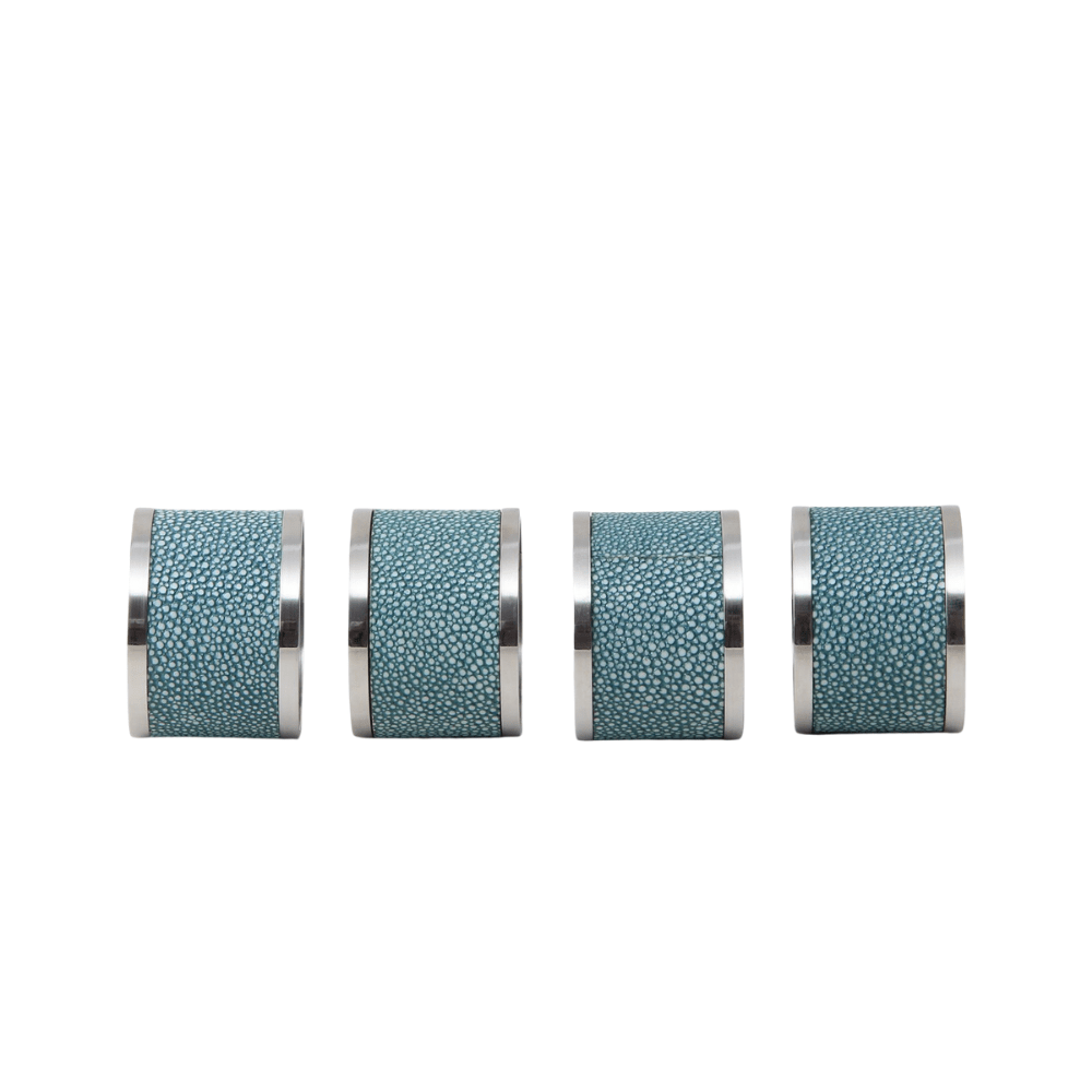 Faux Shagreen Napkin Rings Set of 4 Teal, side view - buy homeware, tableware and interior accessories at Inside Living