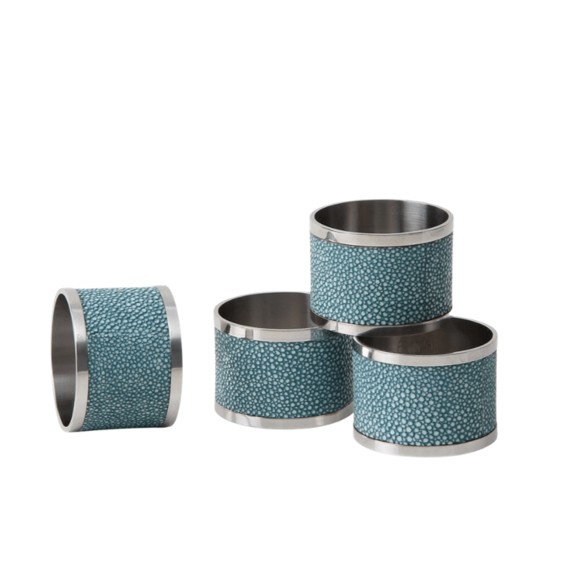Faux Shagreen Napkin Rings Set of 4 Teal, detail view - buy homeware, tableware and interior accessories at Inside Living