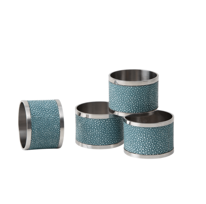 Faux Shagreen Napkin Rings Set of 4 Teal, detail view - buy homeware, tableware and interior accessories at Inside Living