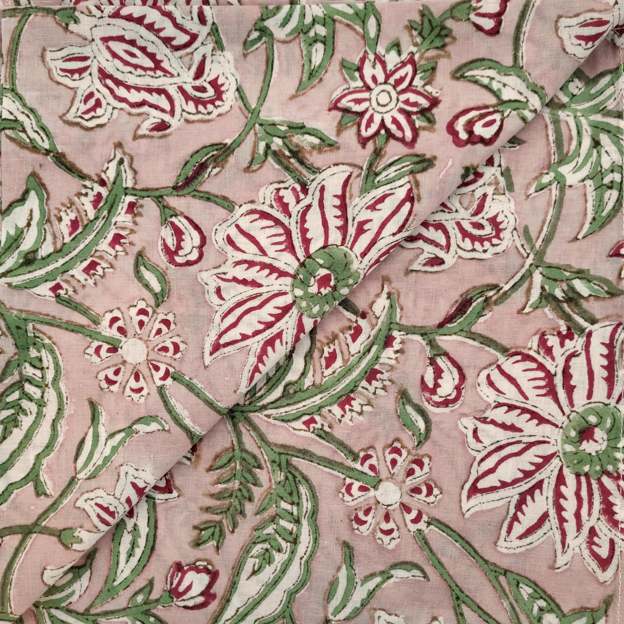 Set of two hand block-printed cotton napkins in assorted designs, 48 x 48 cm, machine washable