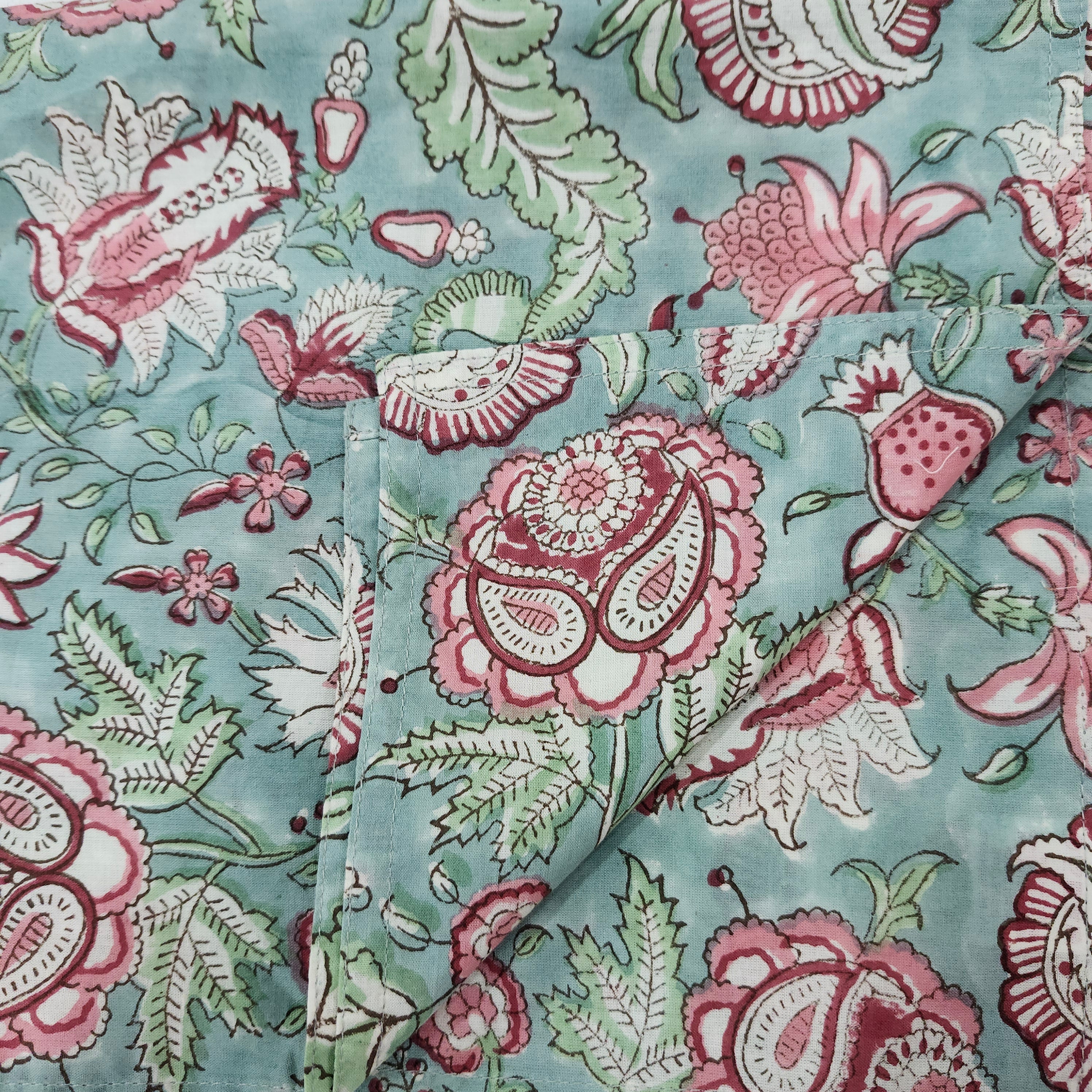 Block Print Napkin Assorted Set of 2 in hibiscus print, cotton dining napkins from Inside Living Singapore.