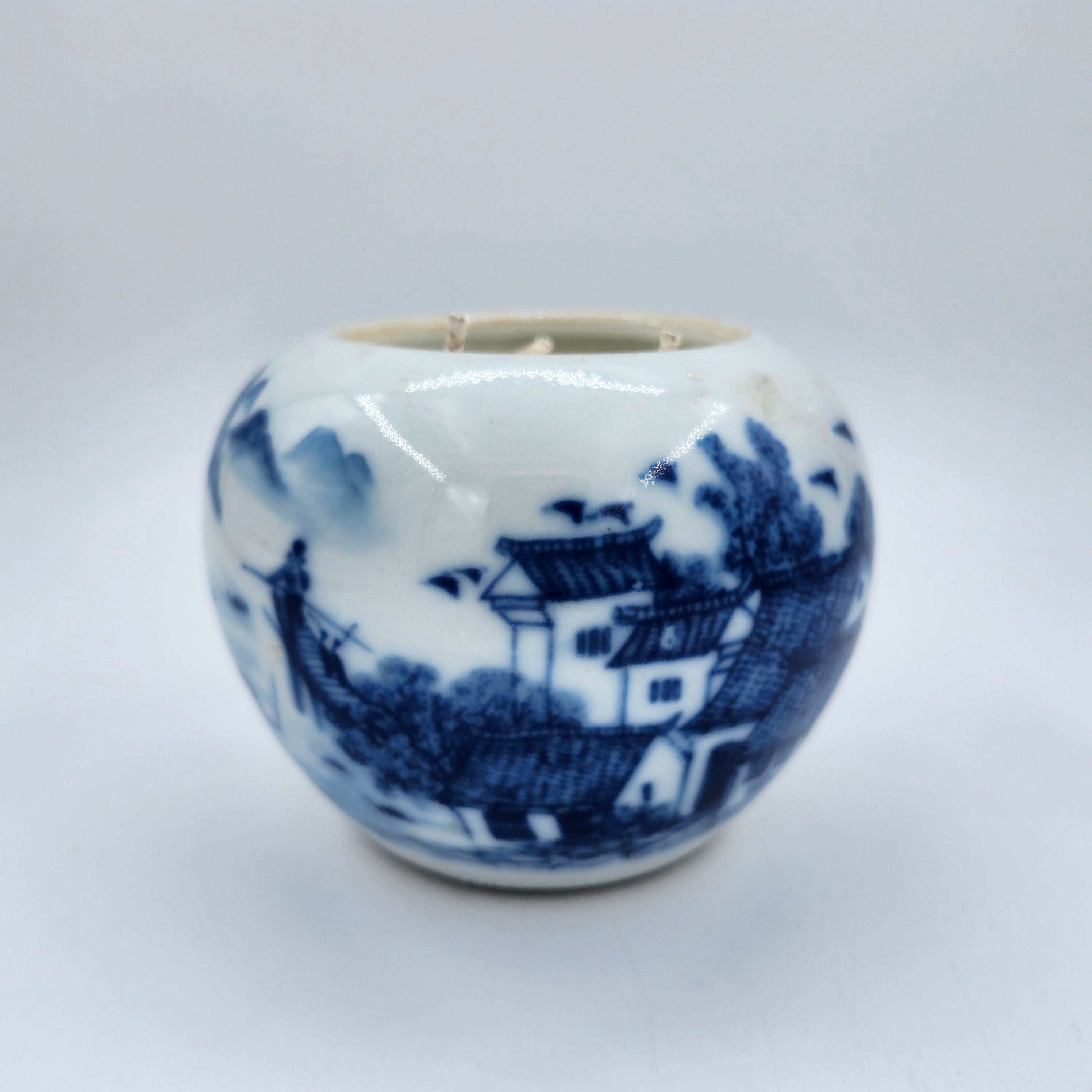 Botanical Gardens scented soy candle in a small pot with a rural village scene, 11 x 8.5 cm, 500 ml, three wicks