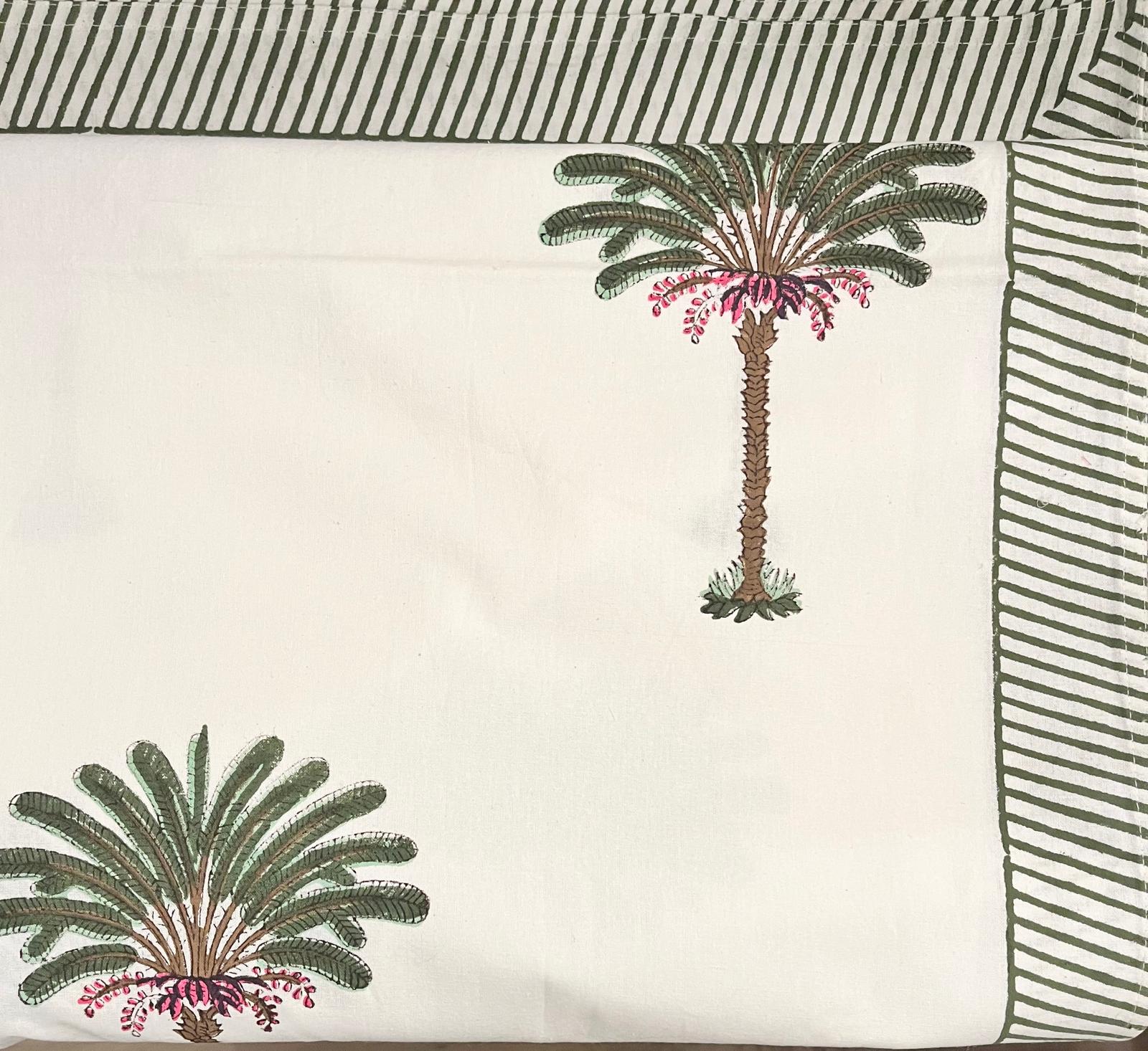 Block Print Tablecloth Palm: block-printed cotton tablecloth for dining table styling, from Inside Living Singapore.