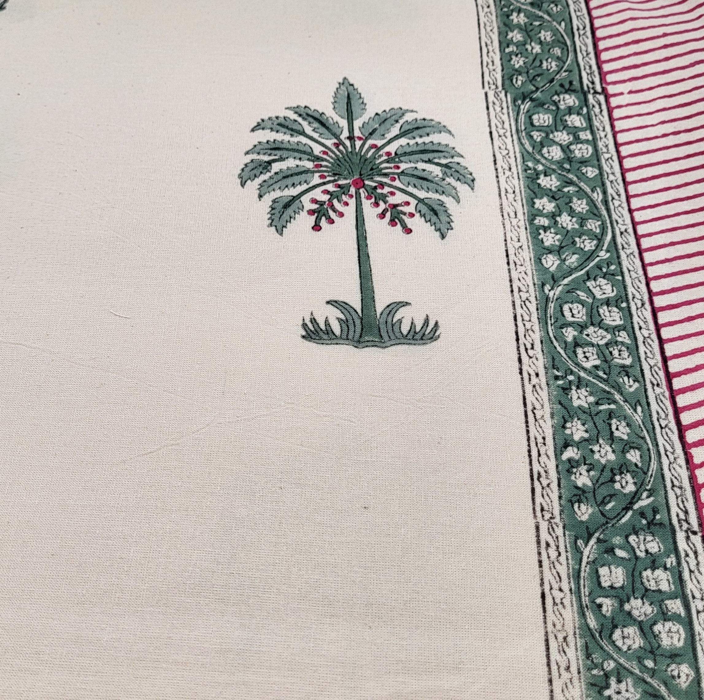 Block Print Tablecloth Palm: block-printed cotton tablecloth for dining table styling, from Inside Living Singapore.