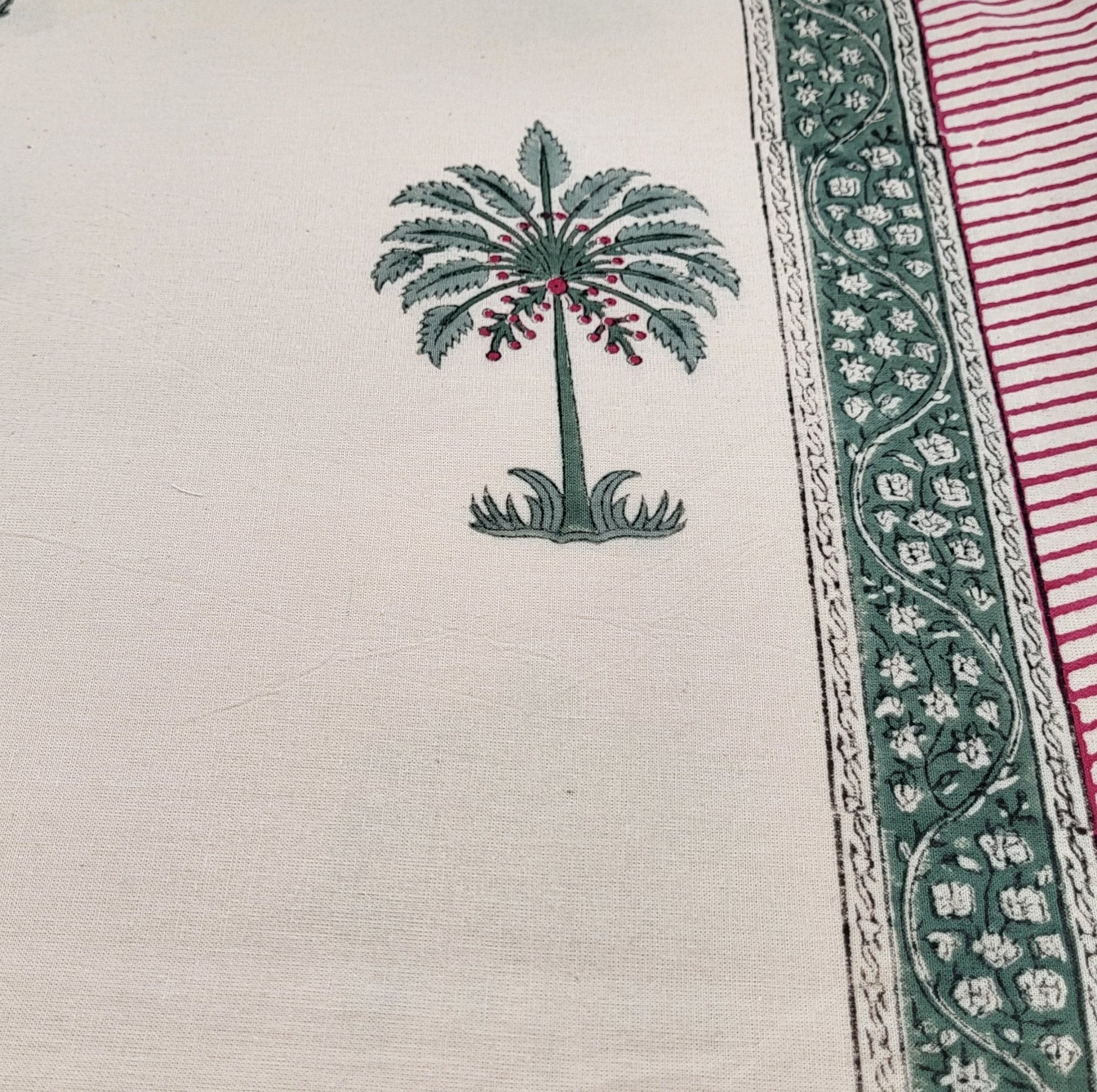 Block Print Tablecloth Palm: block-printed cotton tablecloth for dining table styling, from Inside Living Singapore.