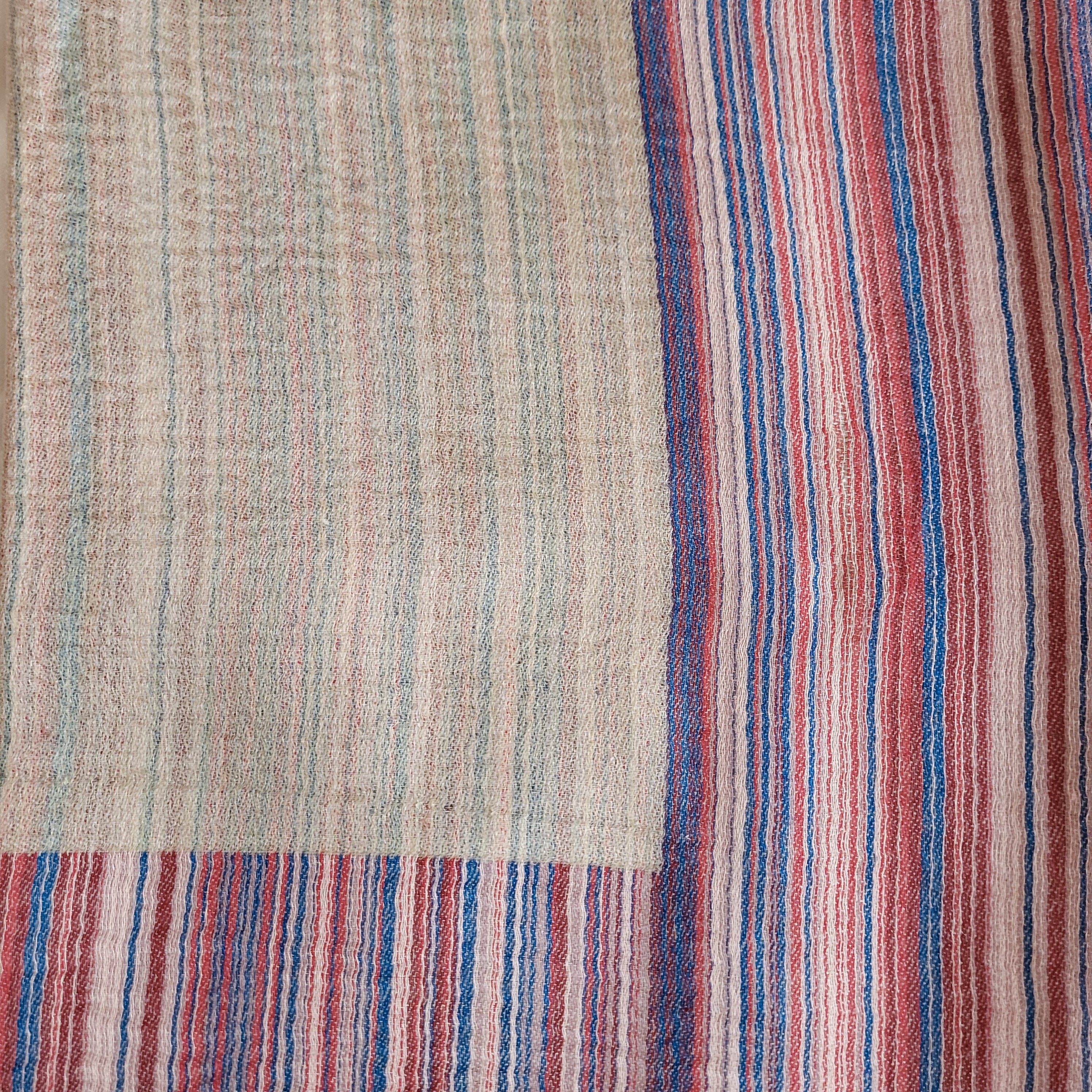 Multi Striped Pashmina Shawl, alternative angle, from the Inside Living Singapore homeware collection.