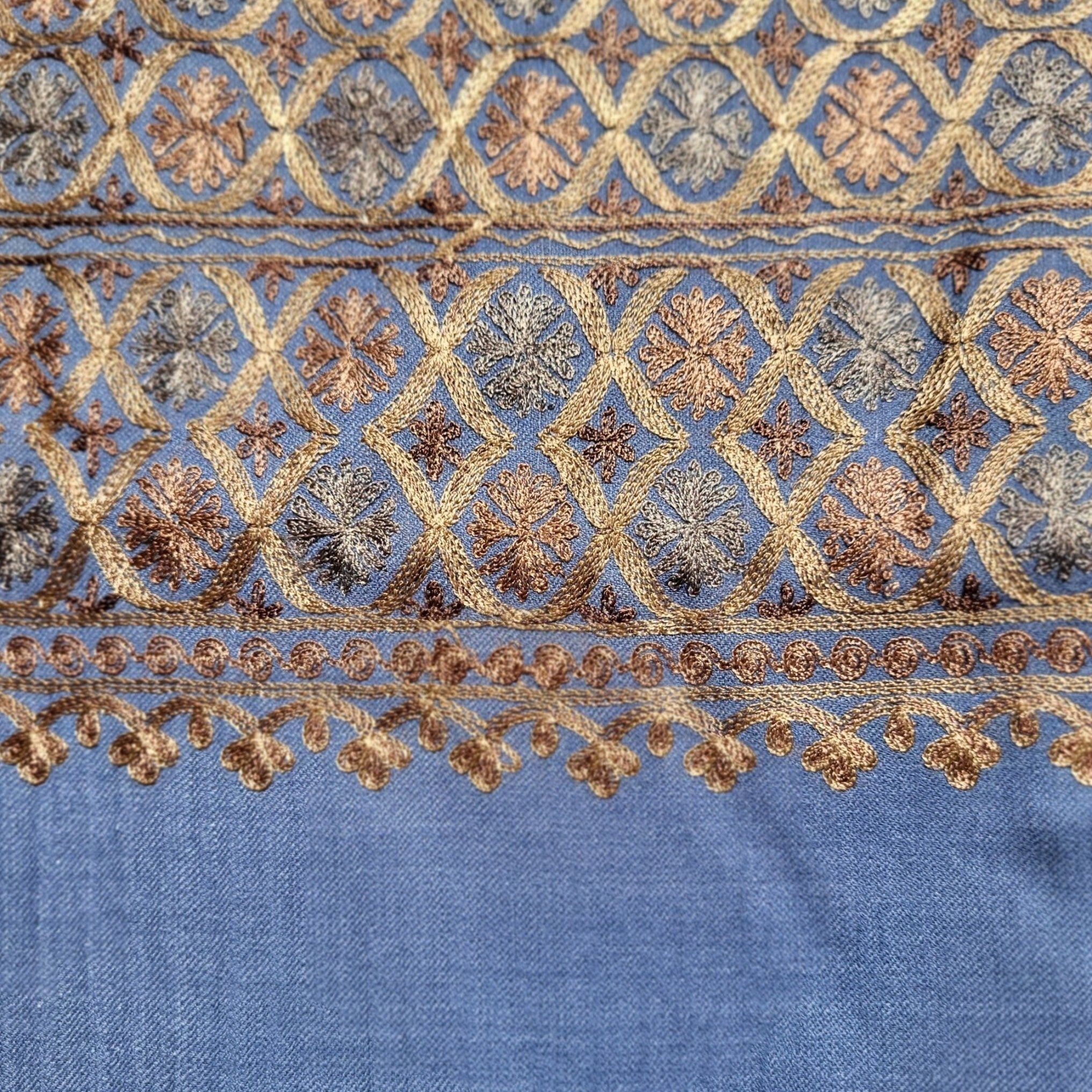 Embroidered Pashmina Small Circle from Inside Living Singapore. Shown close-up detail.
