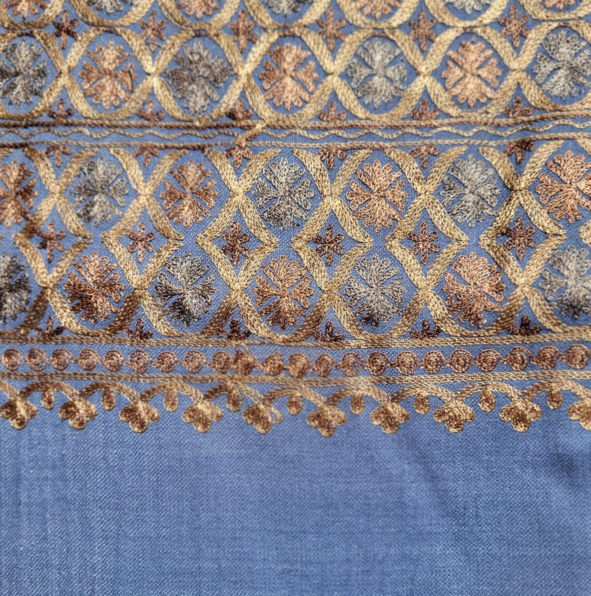 Embroidered Pashmina Small Circle from Inside Living Singapore. Shown close-up detail.