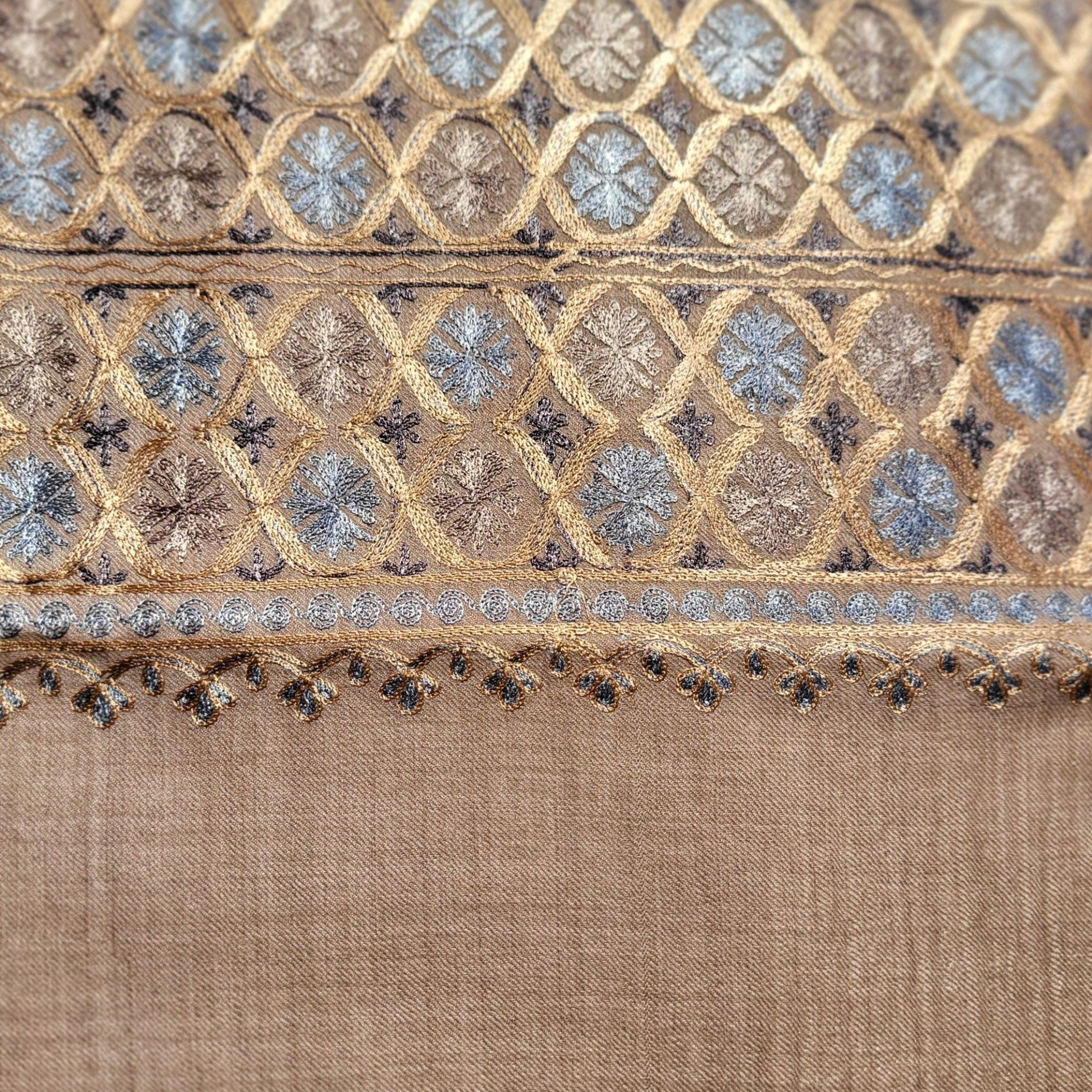 Embroidered Pashmina Small Circle from Inside Living Singapore. Shown alternative angle.