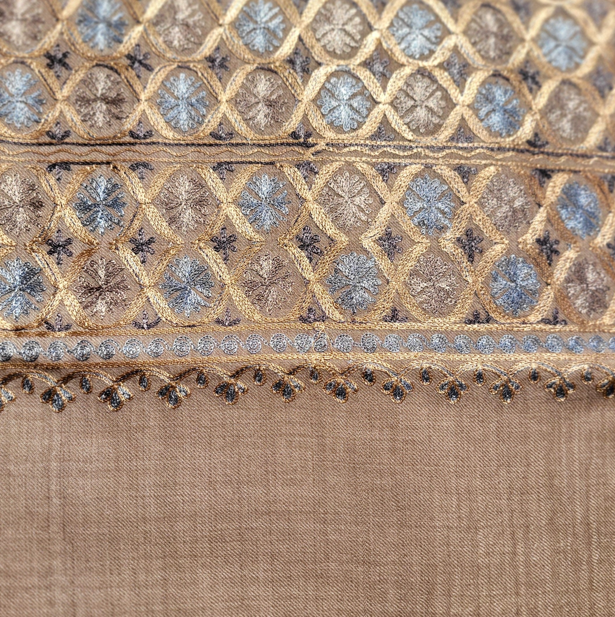 Embroidered Pashmina Small Circle from Inside Living Singapore. Shown alternative angle.