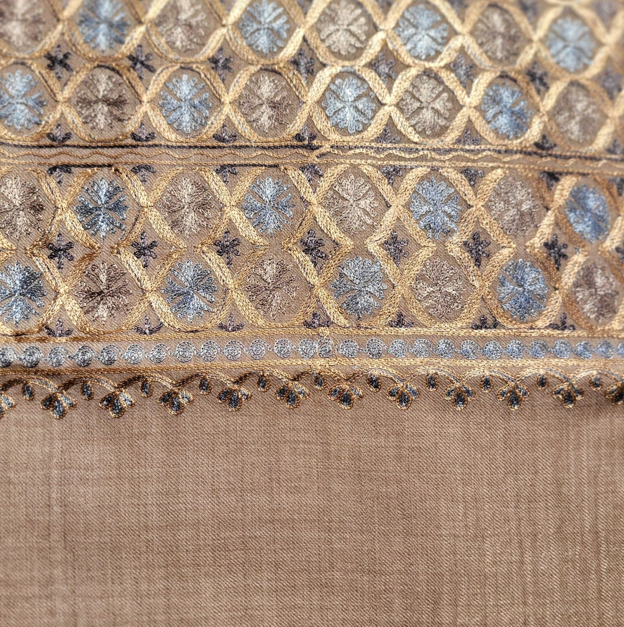 Embroidered Pashmina Small Circle from Inside Living Singapore. Shown alternative angle.