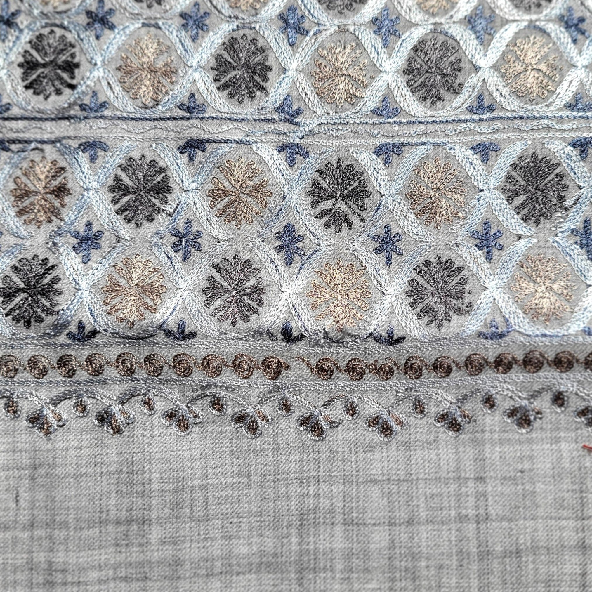 Embroidered Pashmina Small Circle from Inside Living Singapore. Shown side view.