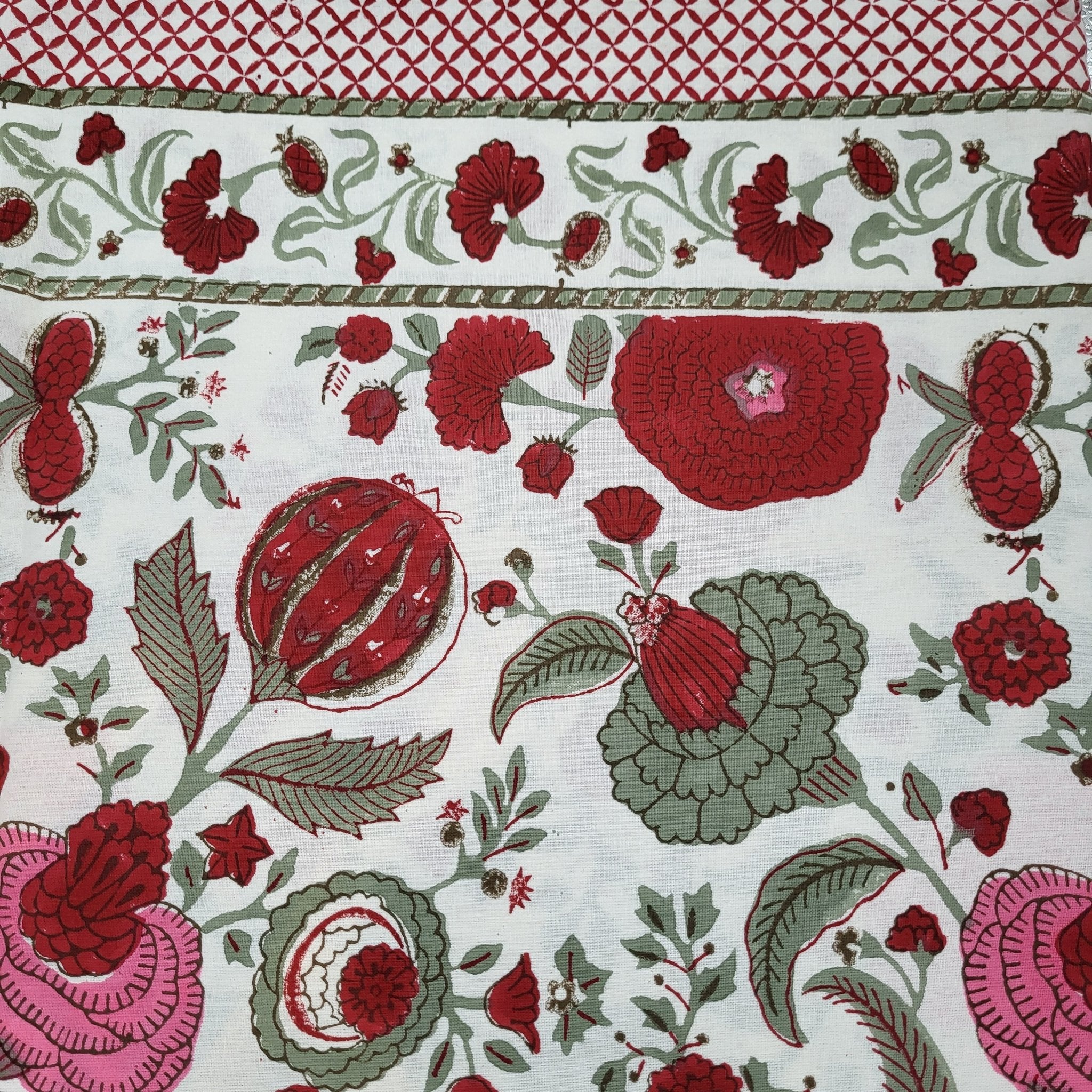Block Print Tablecloth Pomegranate: block-printed cotton tablecloth for dining table styling, from Inside Living Singapore.