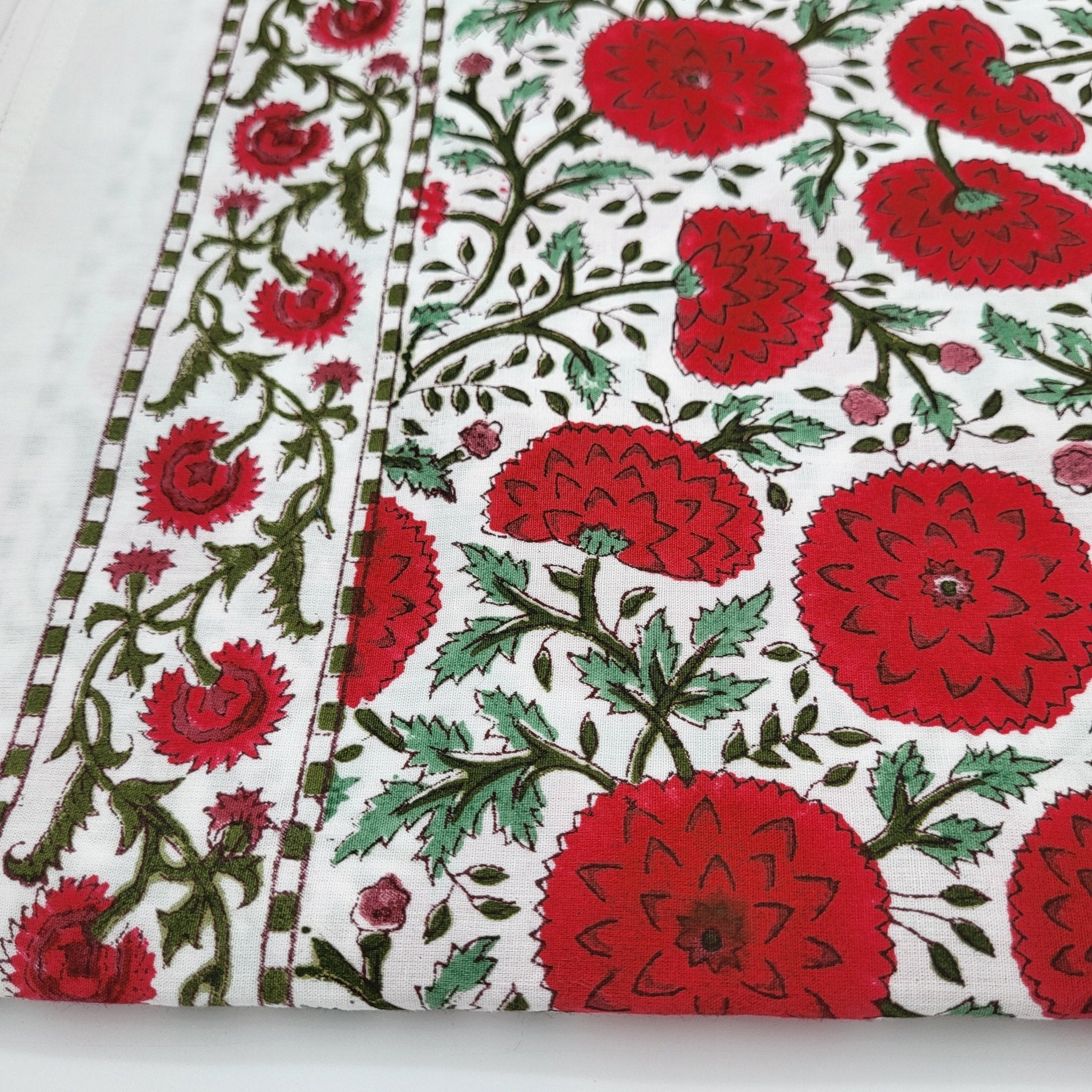 Block Print Tablecloth Poppy: block-printed cotton tablecloth for dining table styling, from Inside Living Singapore.