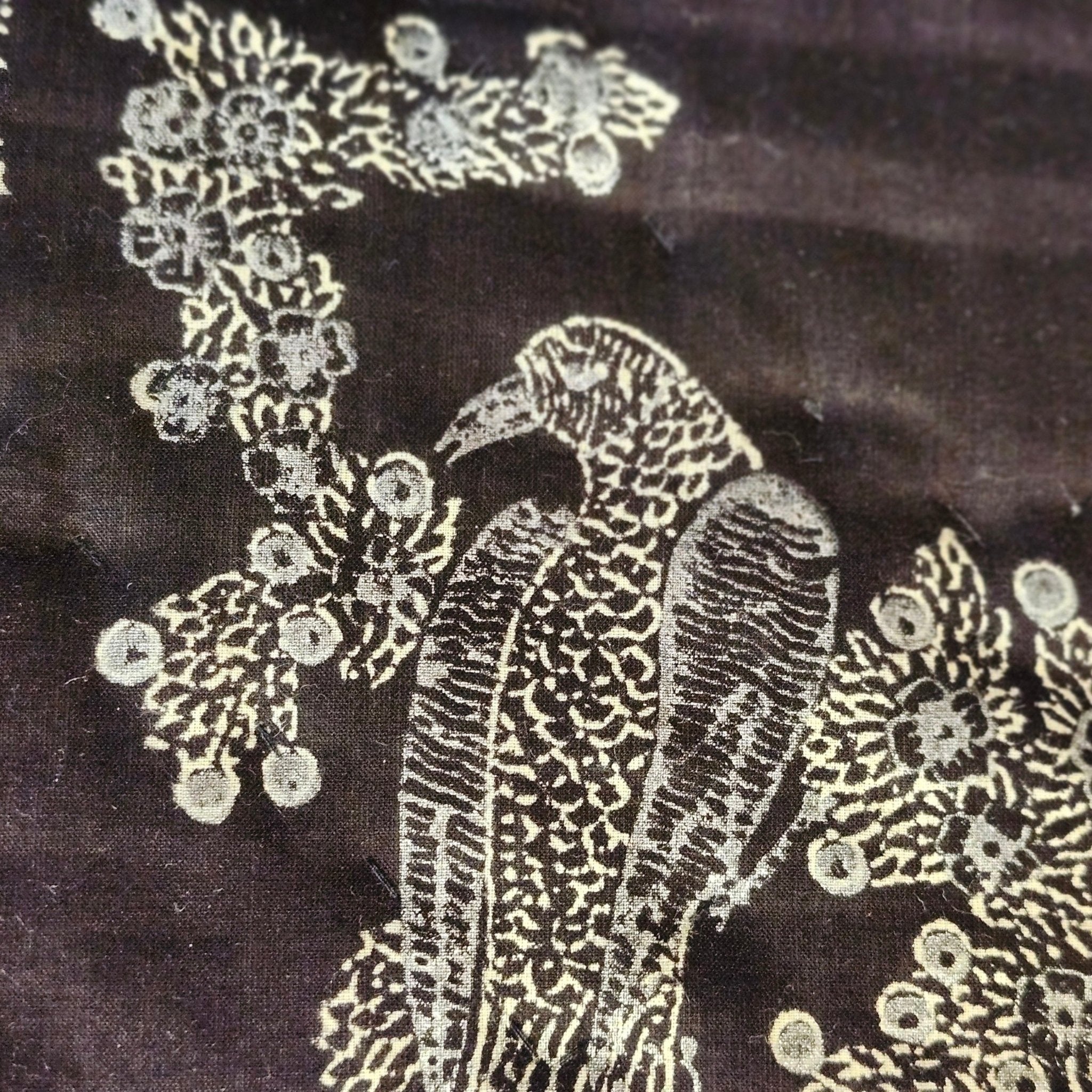 Block Print Quilt Birds of Paradise, block print quilt and bedding at Inside Living Singapore. Detail view.