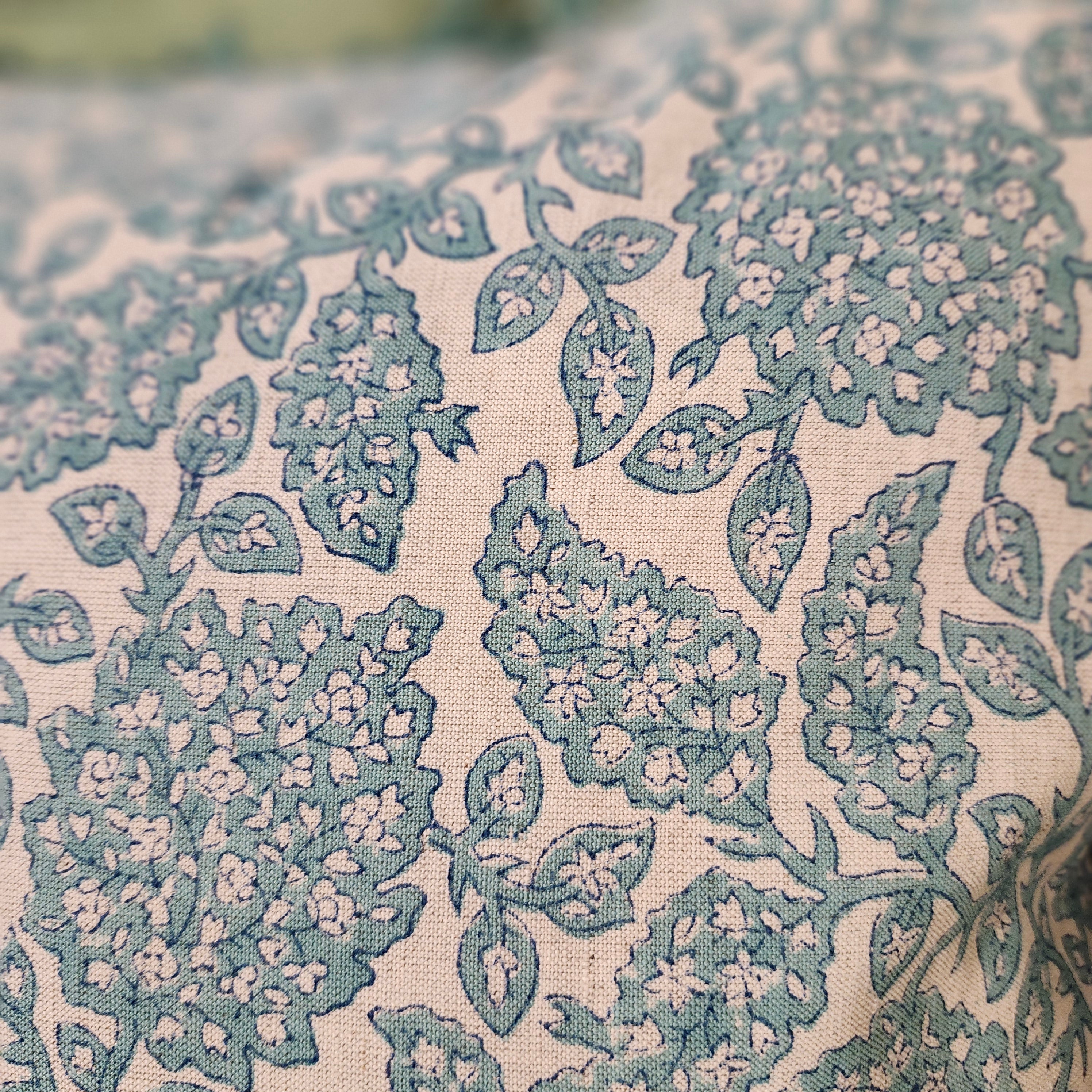 Block Print Cushion 'Shahnaz', decorative cushion cover at Inside Living Singapore. Detail view.