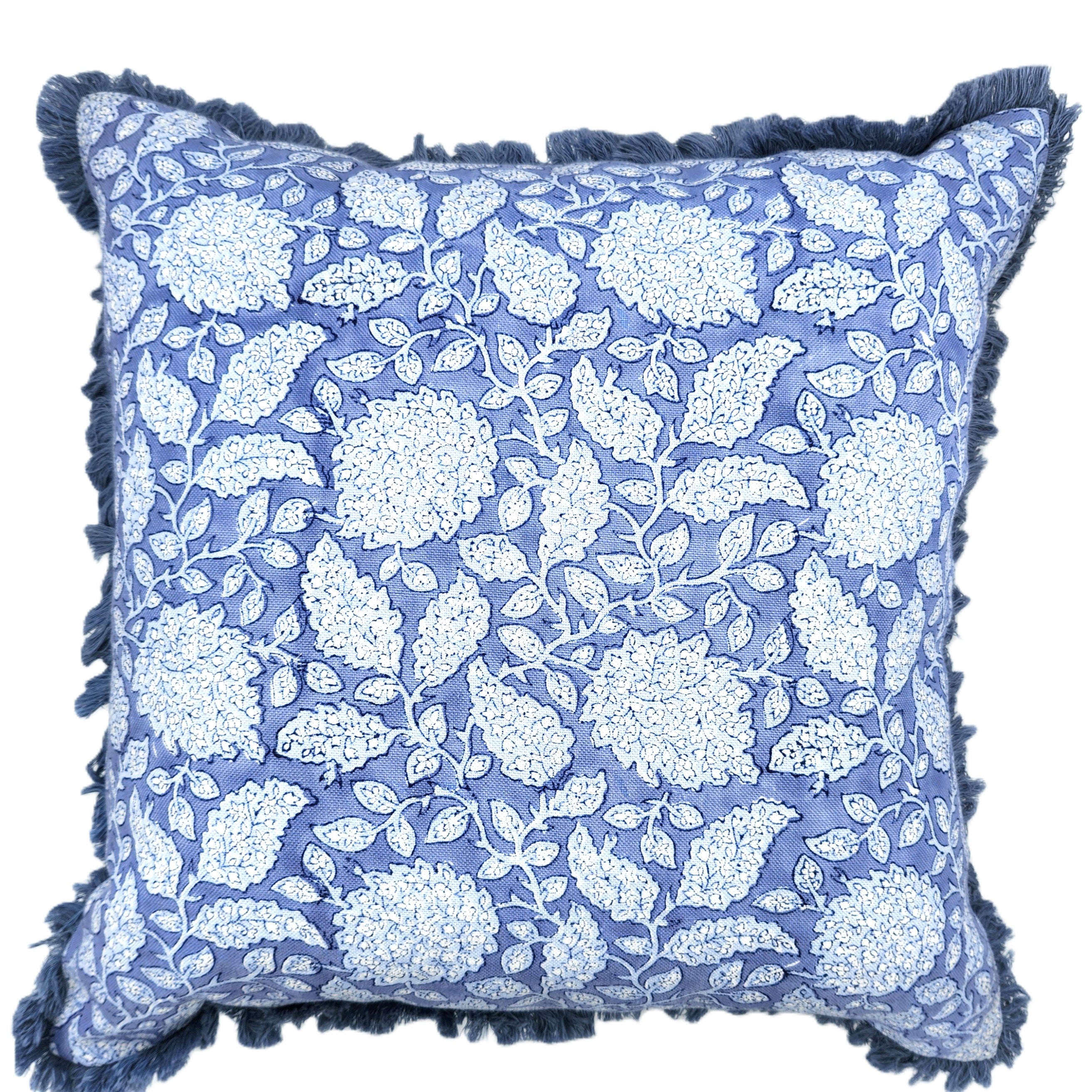 Block Print Cushion 'Shahnaz', decorative cushion cover at Inside Living Singapore. Product view.