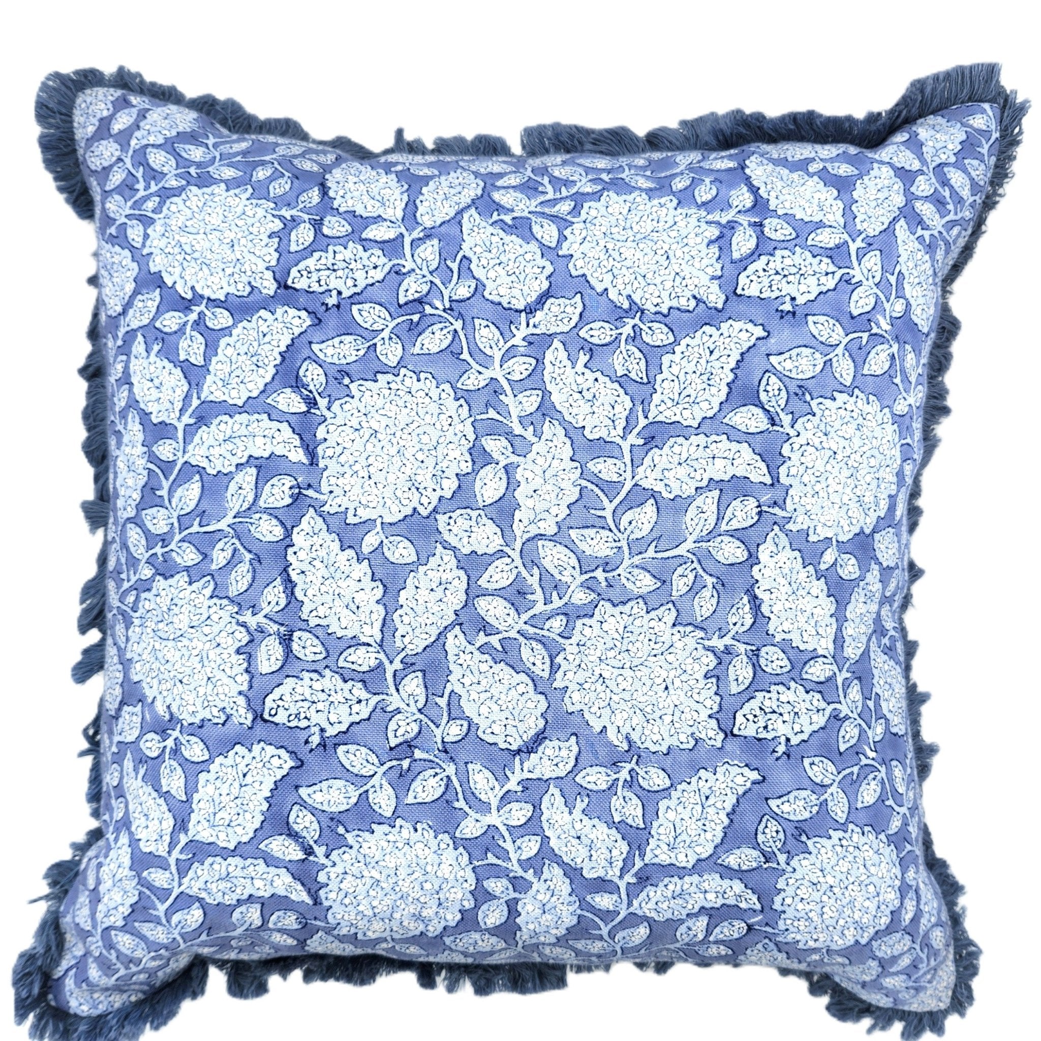 Block Print Cushion 'Shahnaz', decorative cushion cover at Inside Living Singapore. Product view.