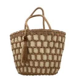Raphia Beach Bag Checks detail view, homeware from Inside Living Singapore.