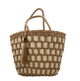 Raphia Beach Bag Checks detail view, homeware from Inside Living Singapore.