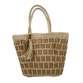 Raphia Beach Bag Checks shown from another angle, homeware at Inside Living Singapore.