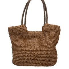 Handmade plain raphia beach bag finished with a tassel, with a zip and inner pocket, made in Vietnam