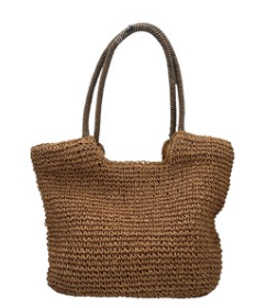 Handmade plain raphia beach bag finished with a tassel, with a zip and inner pocket, made in Vietnam