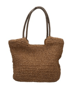 Handmade plain raphia beach bag finished with a tassel, with a zip and inner pocket, made in Vietnam