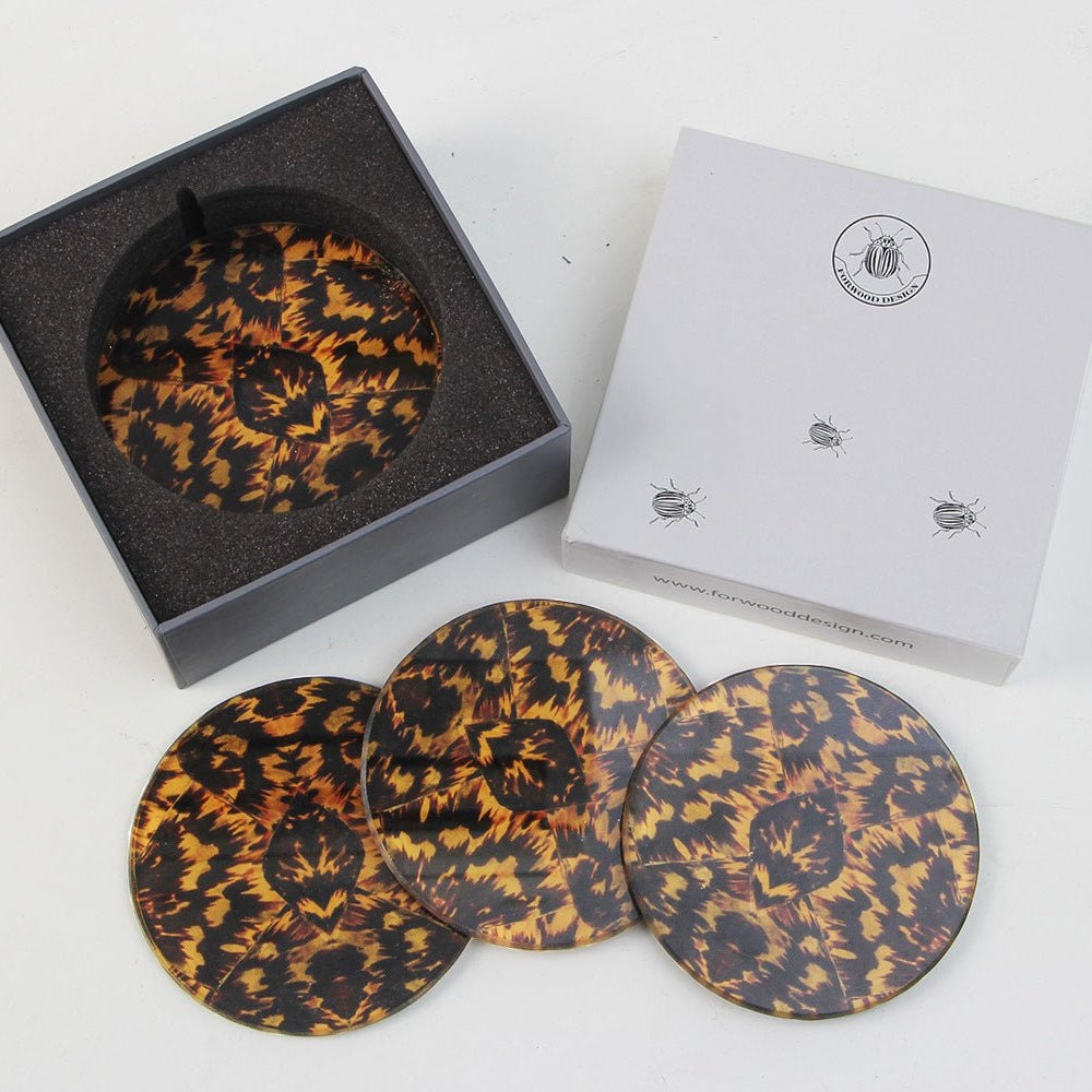 Faux Tortoise Shell Coasters Set of 4, detail view - buy homeware, tableware and interior accessories at Inside Living